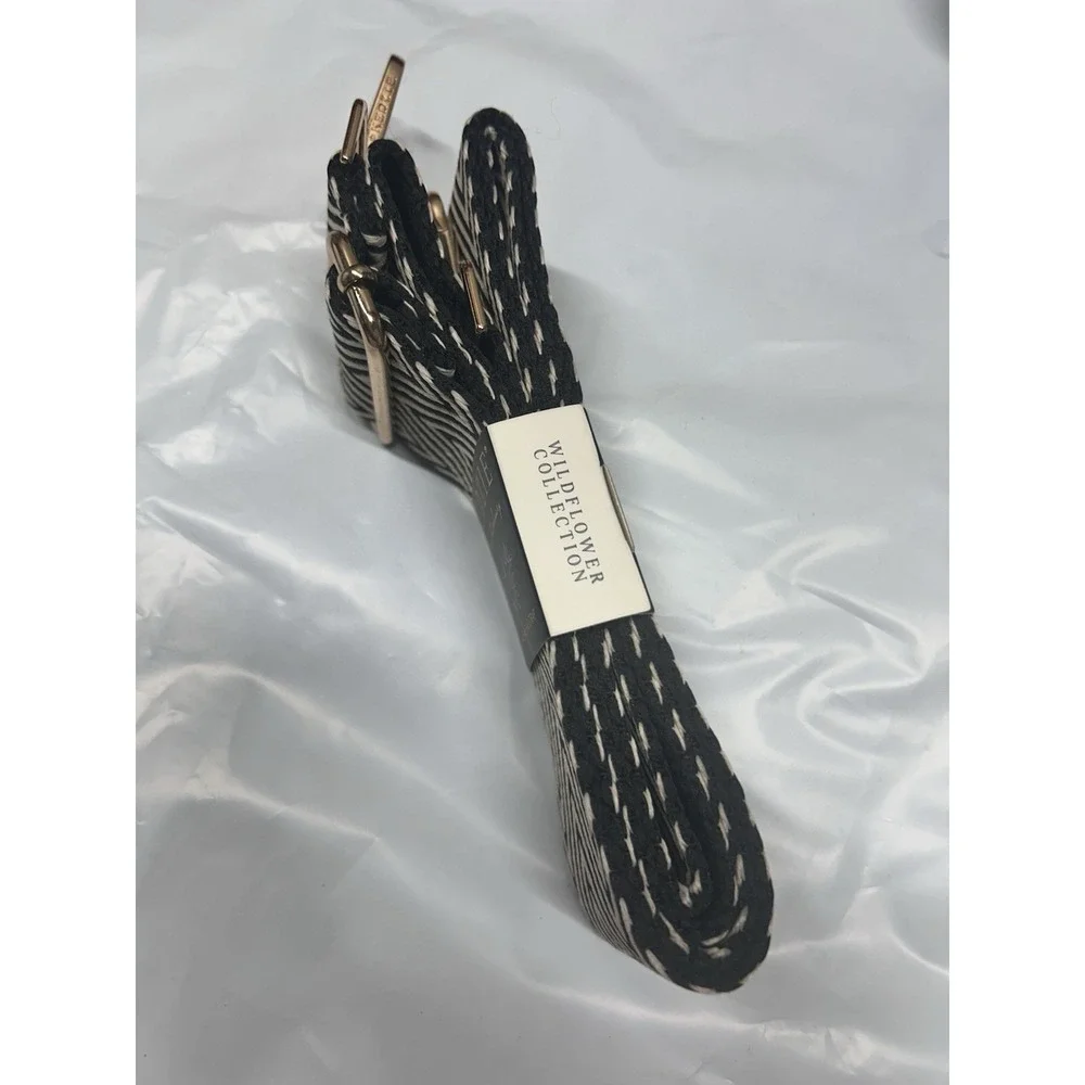 Kedzie Women's Adjustable Detachable Bag Strap, Black/White Chevron Buckle NWT